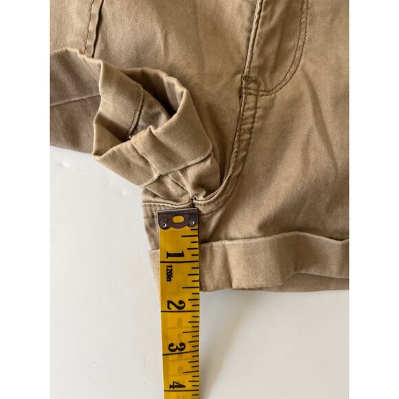 Aeropostale Khaki Low Rise Stretch Shorts Women 1/2 Flap Pockets Country - Picture 9 of 10